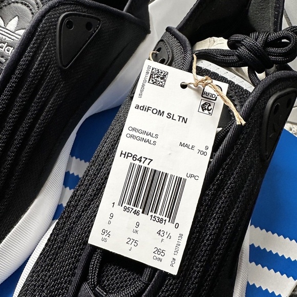 Adidas Originals ADIFOM SLTN Lifestyle Shoes Men Sz 9.5 HP6477 Boost Black/White main image 9